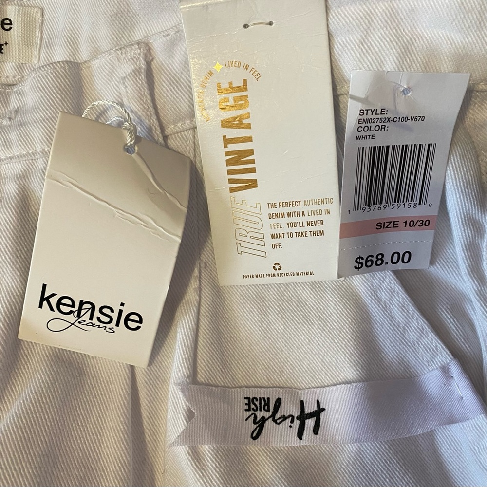 Kensie Crop Jeans Women’s 10 True Vintage High Rise White Pleated 100% Cotton - Picture 12 of 12